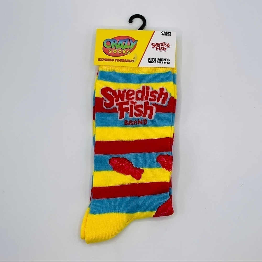 CRAZY Socks Swedish Fish Candy Crew Socks Men’s Size 6-12 Unisex Gift Retro 80’s